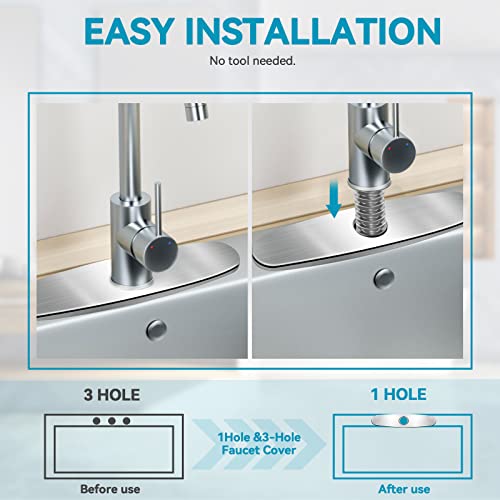 MAYYAYA 10-Inch Kitchen Sink Deck Plate with Brushed Nickel Finish, Faucet Hole Cover