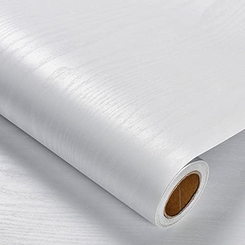 Heroad White Wood Grain Contact Paper - Peel & Stick Vinyl for Cabinets & Surfaces, 17.5" x 78.7"