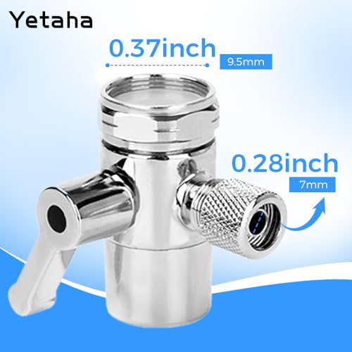 Yetaha 3/8" Faucet Diverter Valve for Kitchen & Bathroom, Metal Splitter Adapter, Fits 3/8" RO Tubing