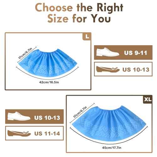 Shoe Covers Disposable Non-slip,Durable & Recyclable Booties for Shoes Covers,Foot Covers for Shoes Disposable,Stretchable Fits Up to Size 13 US Men,X-Large 50 Count