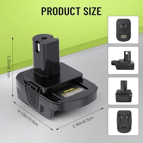 Battery Adapter Compatible with DeWalt 18V/20V & Compatible with Milwaukee 18V to Work for Ryobi One+ 18V Tools (No USB Port)