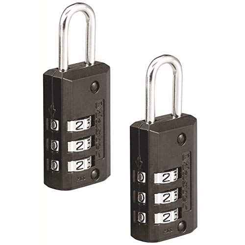 Master Lock Black Set Your Own Combination Luggage Lock, Custom Combo Suitcase Padlock for Travel Bags or Backpacks, 2 Pack, 646T