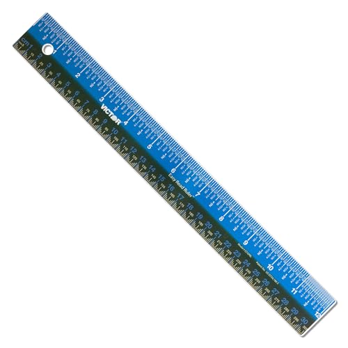 Victor 12-Inch Plastic Ruler with Dual-Color Metric & Standard Measurements - Non-Glare Straight Edge for School & Office, 1 Count