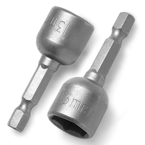 1/4 Hex Magnetic Nut Driver Drill Bit 13mm Socket Adapter Quick Change Socket Nut Adapter for Power Tools, 2-piece