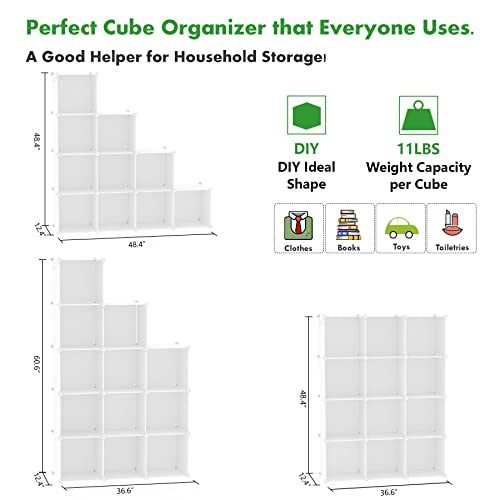C&AHOME Milky 12-Cube Storage Organizer Shelf Units for Closet & Home