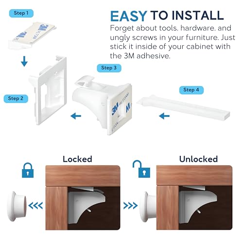 Baby Proof Me Magnetic Child Safety Cabinet Locks 36-Pack with 9 Keys