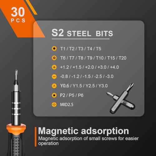 JOREST 40Pcs Precision Screwdriver Set with S2 Steel Bits - Model 40