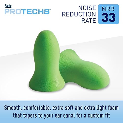 Flents Protechs Foam Ear Plugs 10 Pairs, NRR 33, Soft, Latex-Free, Green