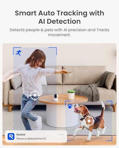 REOLINK 4MP 2K Indoor WiFi Security Camera E1 White-1Pack