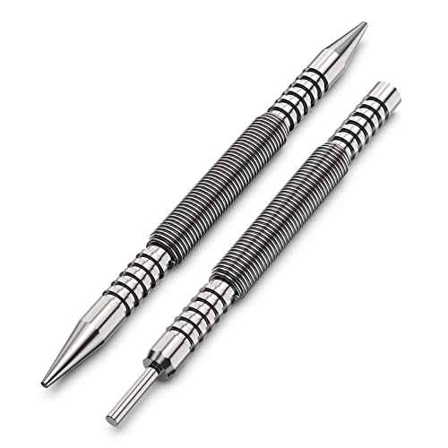 Spring Loaded Nail Set Tools,2-PCS Dual Head Nail Setter and Hinge Pin Punch Set, Hammerless 1/16¡È& 3/32¡ÈSpring Nail Set, Super Strong Force Door Pin Removal Tool