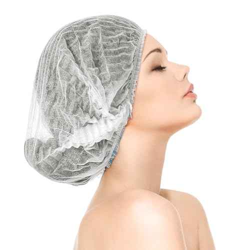 21inches Hair Net Disposable Bouffant Caps 100 Pcs, Elastic Dust Cap for Food Service, Kitchen Head Cover for Women (White)