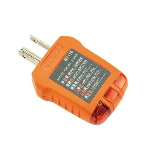 Klein Tools RT110 Outlet Tester - Receptacle Tester for North American Outlets, 3-Wire, AC Voltage, Safety Certified, Durable & Easy to Use