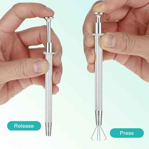 Bewudy 3Pcs Piercing Ball Grabber Tool Set, Diamond Tweezers Jewelers Holder Pick up Tool, Precision Stainless Steel Jewelry Locking Tweezers For Tiny Objects IC Chip Electronic Components