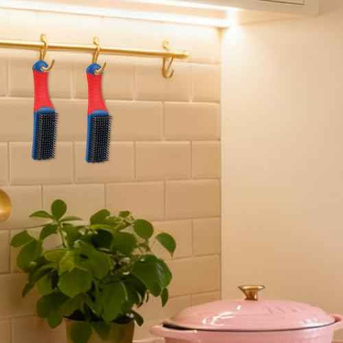 4pcs Small Wire Brushes with Curved Handles, Reinforced Bristle Heavy Duty Stainless Steel Wire Scratch Brush Practical Cleaning Tools for Grill & Industrial Cleaning