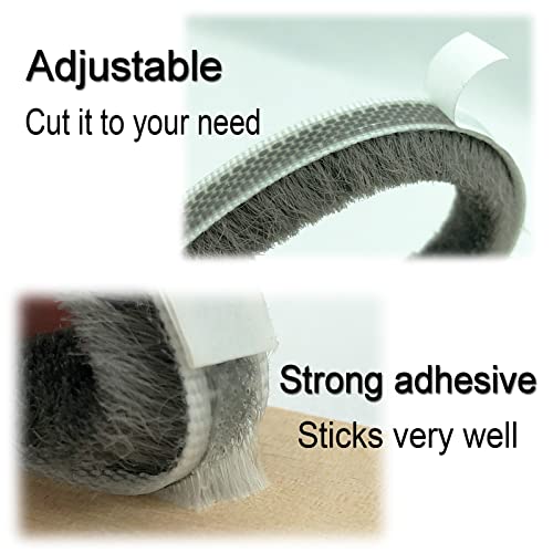 Self-Adhesive Weather Stripping Seal for Sliding Windows & Doors, 16.5ft Gray – 11/32 inch Brush Variant