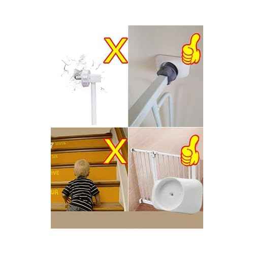 Baby Gates Wall Pads (4 Pack) - Safety Indoor Gate Protector With Compact Wall Cups - Saves Trim & Paint - for Dog, Pet, Child, Kid - Pressure Mounted Walk Through Guard