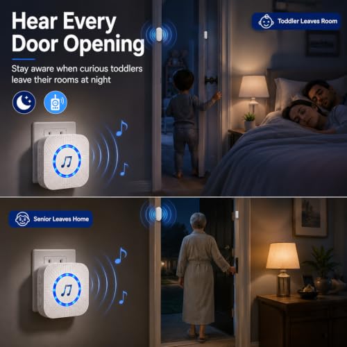 SanJie Wireless Door Chime Kit 2 Sensors + 1 Receiver White - Home & Business Security