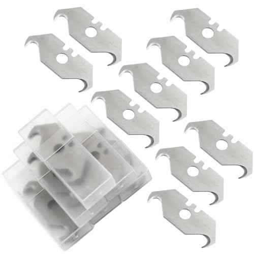 60pcs Utility Hook Blades, Heavy Duty SK5 Steel Hook Blades for Utility Knives, Box Cutter, Carpet, Roofing