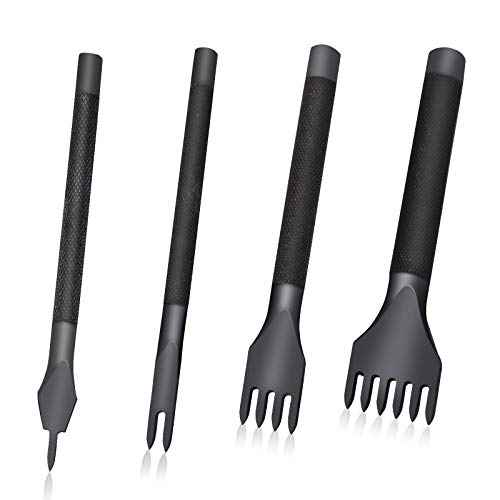 4 Pcs Leather Stitching Punch Leather Craft Tool Hole Punches 1/2/4/6 Prong Punch Lacing Stitching Punch Tool for Craft(3mm)