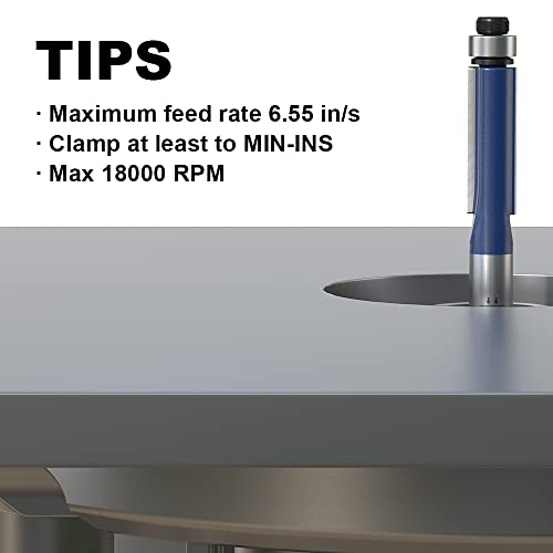 Flush Trim Router Bits 1/4 Inch Shank, 1/4 Inch Cutting Diameter, 3/4 Inch Cutting Height, Bottom Bearing Flush Straight Cut Trim Router Bit for Woodworking
