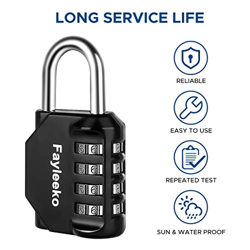 Fayleeko 4-Digit Combination Padlocks 2 Pack for Gym, Locker, Toolbox, Fence, Storage - Black