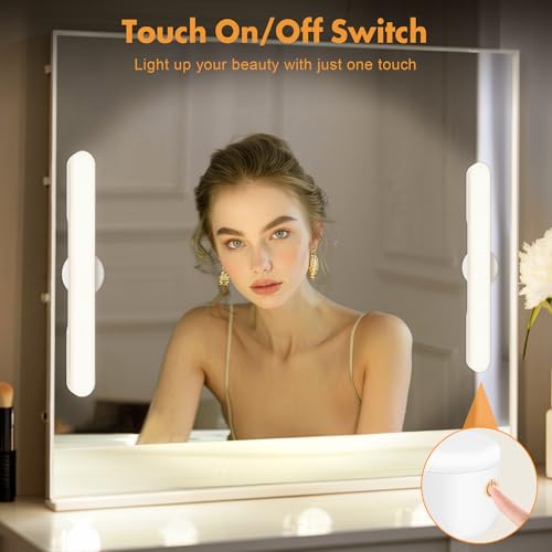 cambk Set of 2 White Vanity Makeup Lights Rechargeable LED Mirror Lighting