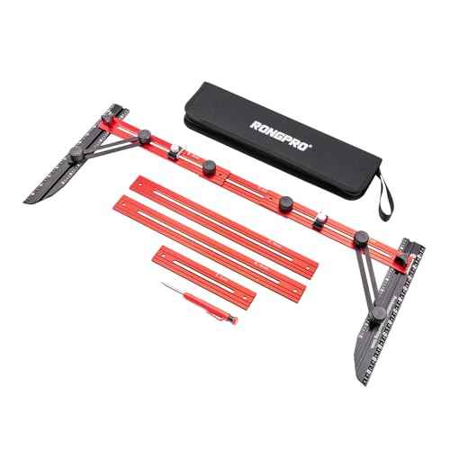 Stair Tread Template Tool, Stair Gauge Set Shelf Layout Measuring Scribe Tool for Stairs, Risers, Partitions, Self and Cutting Drywall - Red