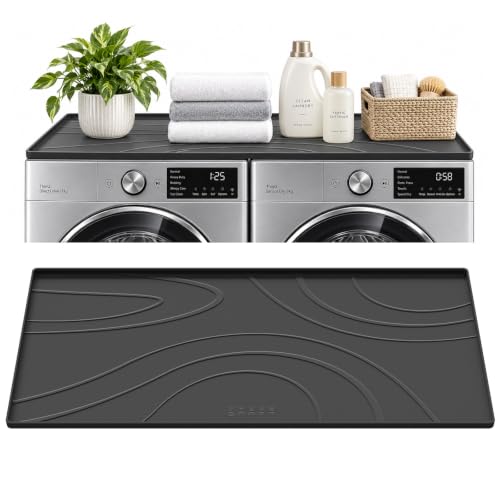 KVRG Large Grey Washer & Dryer Drain Pan 53.5x26.8 in Raised Edge Non-Slip