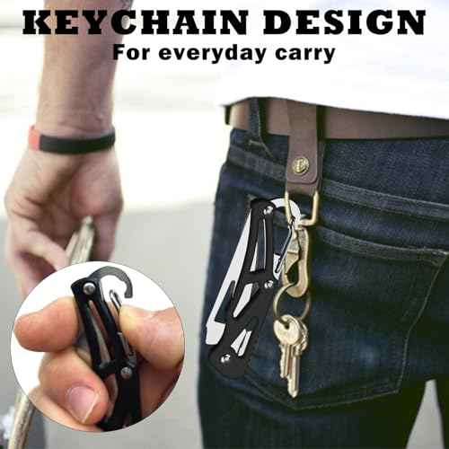 4PCS Folding Knives with Keychain Ring, Compact Stainless Steel Pocket Knives, Small Pocket Knife for Outdoor, Camping, Survival, and Everyday Carry (Black, Silver, Blue, Green)