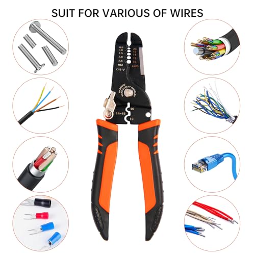 Htaexpu 5-in-1 Wire Stripper, Crimper & Cutter for 10-22 AWG Electrical Wires