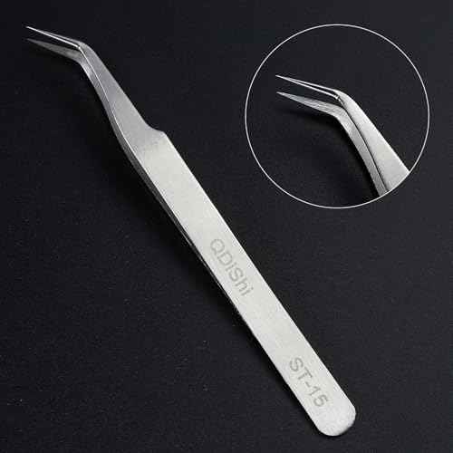 QDiShi Precision Tweezers Set,Upgraded Stainless Steel of Tweezers - Extra Fine,Angled,Blunt Tips for Electronics,Hobby, Industrial,Laboratory Work,Jewelry-Making,Model,Craft£¨3Pcs£©