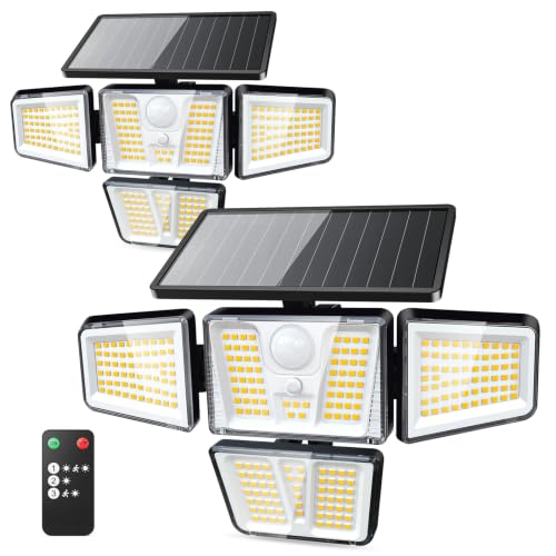 2 Pack TuyLuxe Solar Flood Lights 3600LM 270° Motion Sensor Outdoor Security
