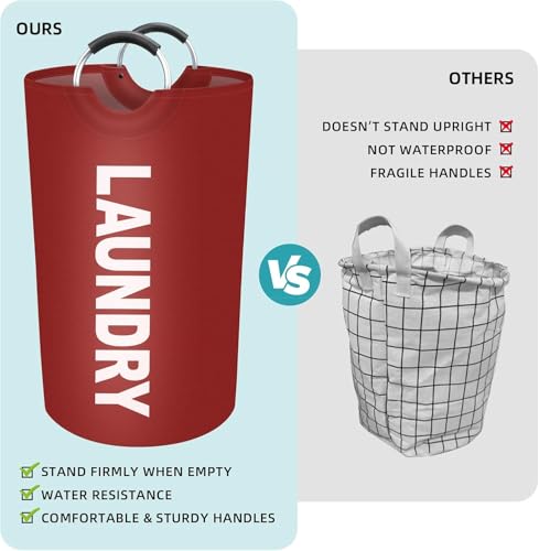 Vivicreate 115L Tall Collapsible Laundry Basket with Aluminum Handles - RED