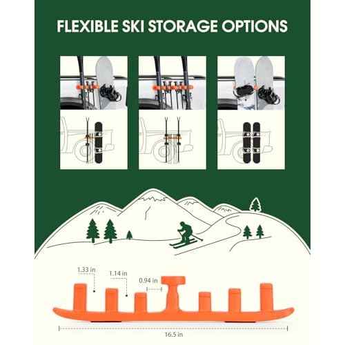 Magnetic Ski Holder for Side of Car ? Rig Strips Magnetic Snowboard Mount ? Prevent Ski and Snowboard from Tipping Over ? Protects Vehicle from Scratches - Snowboard Accessories(Orange)