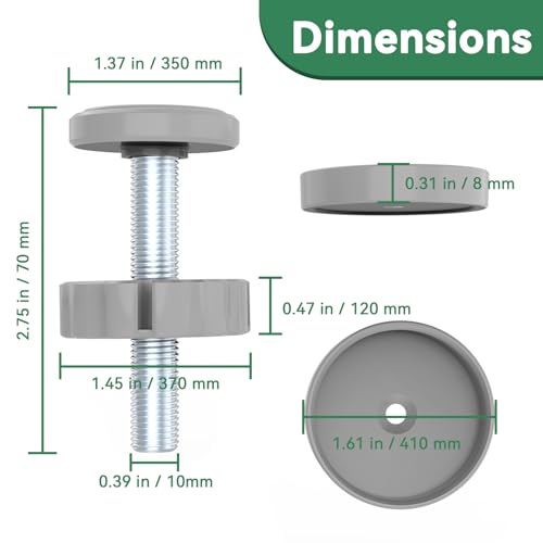 4Pcs Baby Gate Threaded Spindle Rod M10 (10mm), Replacement Bolt Part for Baby, Dog Pressure Mounted Safety Gates 2.75"(7cm) Long