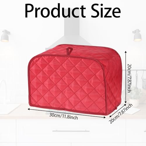 LXUEJIE 2-Slice Toaster Cover - Red Quilted Dust Shield for Kitchen Appliances