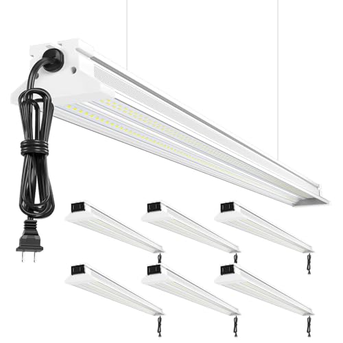 ELEKICO 4FT 6-Pack 60W LED Shop Lights, 9000LM, 5000K, Linkable Garage & Workshop Lighting