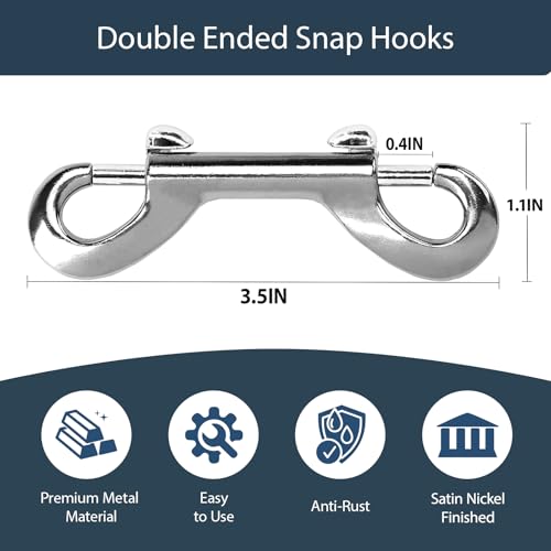 24PCS 3.7-Inch Double Ended Bolt Snaps Hooks Silver - Heavy Duty Clips