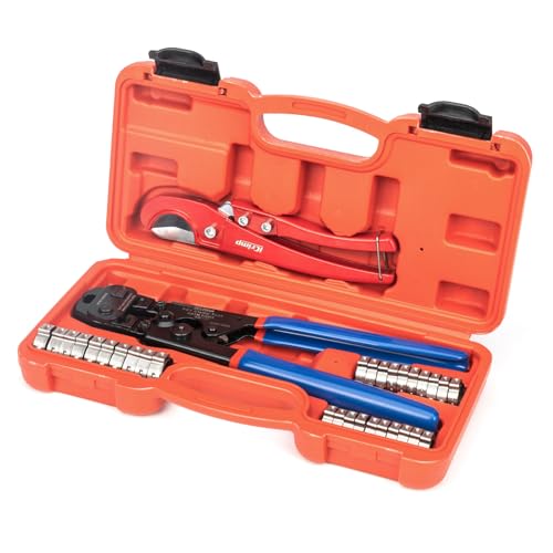 iCrimp PEX Crimping Tool Kit PC-CRP1096 with Clamp Rings & Cutter, 3/8-1 inch