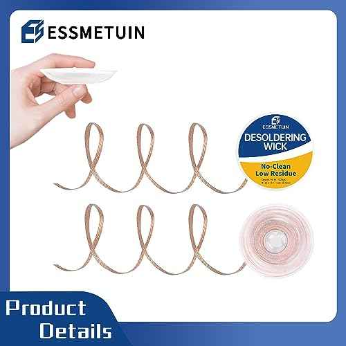 Essmtuin Solder Wick Braid 10Ft with Flux for Electronic, 2 Roll Desoldering Wick Braid Remover Solder, No-Clean Soldering Wick Used to Disassemble Electrical Components (WID 0.1in (2.5mm))