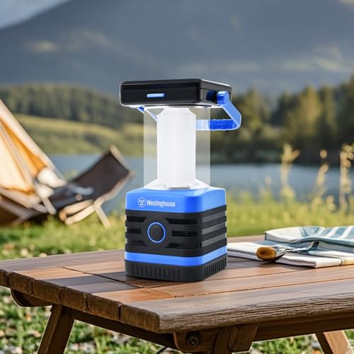 Westinghouse Solar Rechargeable Camping Lantern - 1000 Lumen LED, IPX4 Water-Resistant, 5 Modes, USB-C & Solar Power