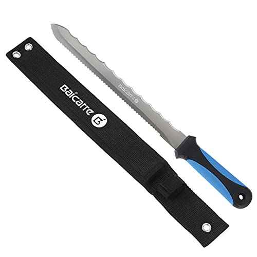 Insulation Knife, Sod Cutter Knife, Stainless Steel 11" Double Side Utility Lawn Repair Garden Knife with Nylon Sheath for Cutting Mineral Wool
