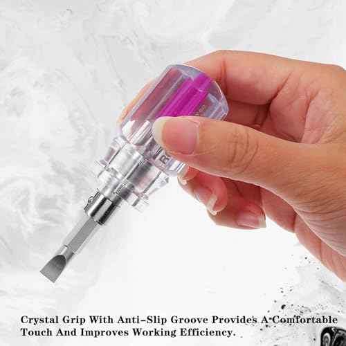 2 PCS Mini Short Stubby Screwdrivers Set, Flat & Phillips Head Short Screwdriver, Compact Pocket Magnetic Dual End Screwdrivers for Tight Spaces Computer Glasses Sewing Machine and DIY Repairing