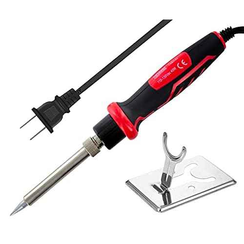 MIYAKO 40 Watts Soldering Iron Pencil Style Solder With Premium High Performance Ceramic Heater for Quick Heat Up, Long Life Replaceable Tip and Plastic Handle with Rubber for Comfort (74B440)