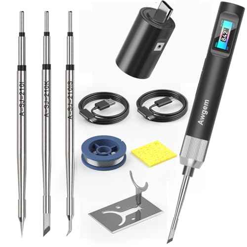 Soldering Iron Kit, 100W High Power Mini Soldering Iron, Portable Soldering Iron Fast Heating, Usb Soldering Iron, Hd color display, Accurate 60~450¡ÆC With Static eliminator, 3 Iron Tips