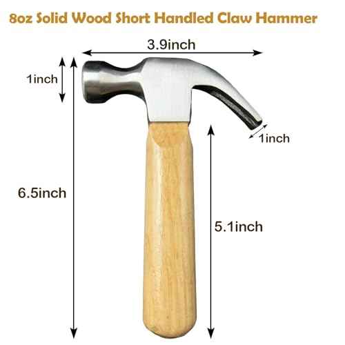 Mini Claw Hammer, Wooden Short Handle Claw Hammer 8 OZ Household Small Hammer Portable Mini Hammer