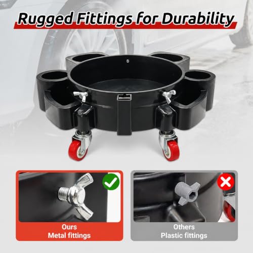 5 Gallon Bucket Dolly with Wheels — Locking Casters & Built-in Storage