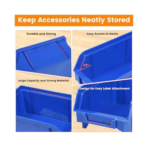 MaxWorks 80694 30-Bin Wall Mount Parts Rack/Storage for your Nuts, Bolts, Screws, Nails, Beads, Buttons, Other Small Parts,Blue and Red
