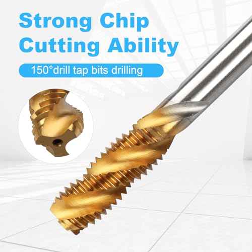 Rocaris 5 Pcs M3 M4 M5 M6 M8 Titanium Coated HSS Spiral Flute Metric Taps Set