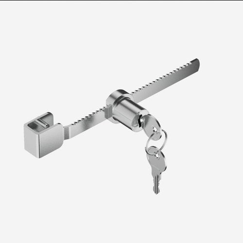 Sliding Glass Door Ratchet Lock with Chrome Finish – Keyed Alike, Fits 4-8mm Glass, Secure Showcase Display Case Lock for Cabinets, Retail Stores & Home Use - 2 Pack